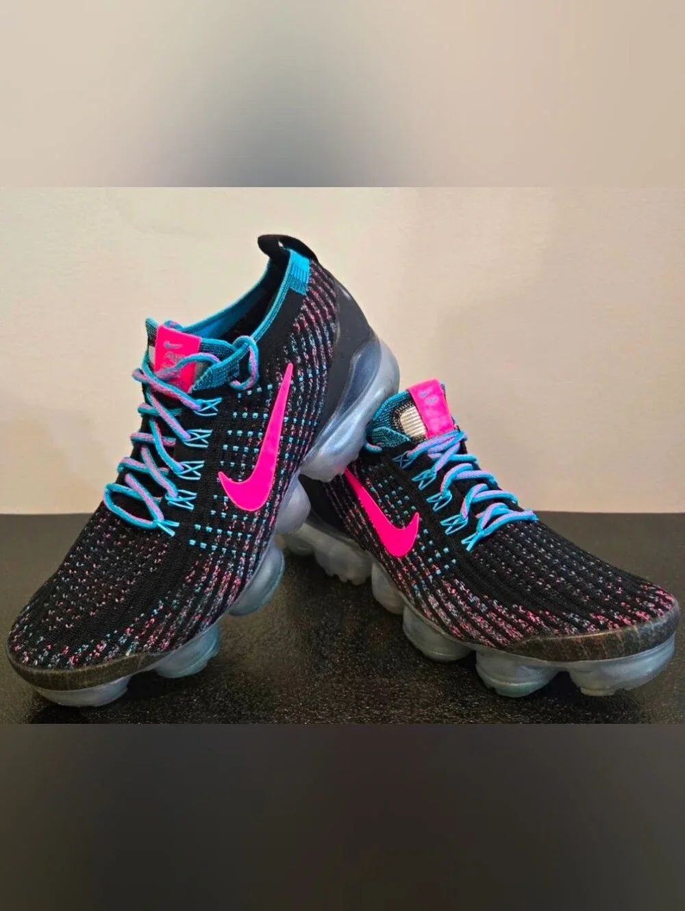 Nike Air VaporMax Flyknit 3 Black Baltic Blue Hyper Pink CZ7988-001 Women's 8